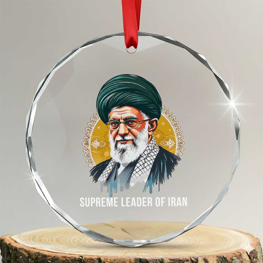 Supreme Leader Of Iran Graphic Portrait Crystal Glass Ornament Iranian Political Figure