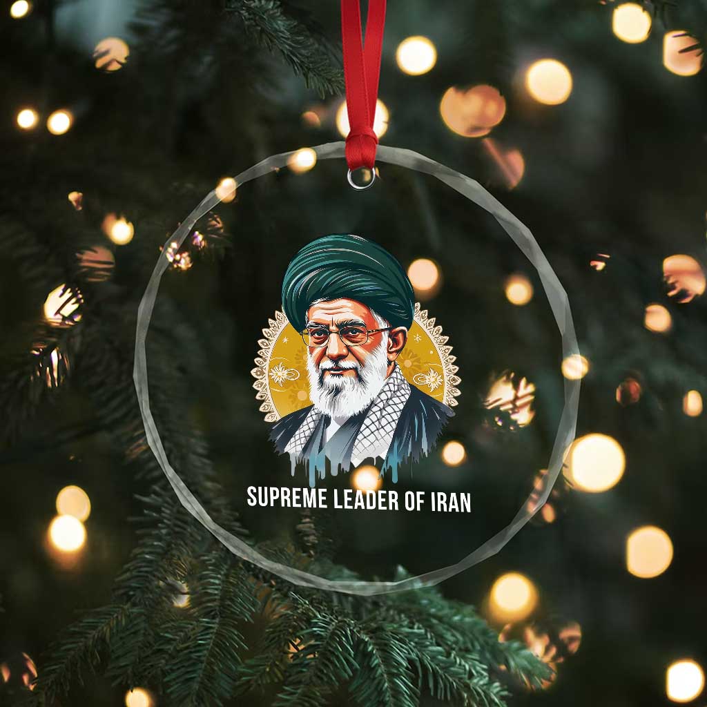 Supreme Leader Of Iran Graphic Portrait Crystal Glass Ornament Iranian Political Figure