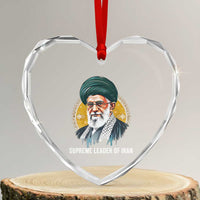 Supreme Leader Of Iran Graphic Portrait Heart Crystal Glass Ornament Iranian Political Figure