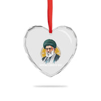 Supreme Leader Of Iran Graphic Portrait Heart Crystal Glass Ornament Iranian Political Figure