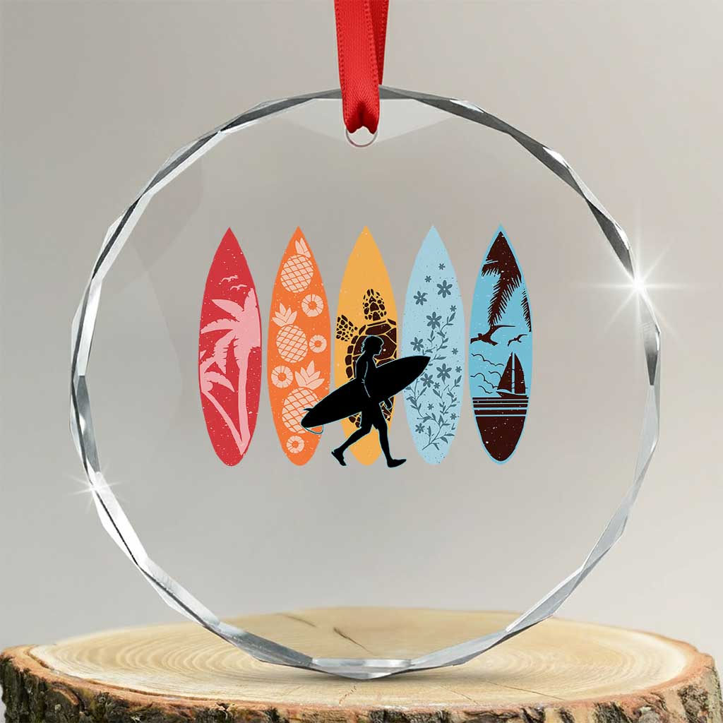 Surfboarder Crystal Glass Ornament Hawaii Wave Surfing Surfboard Lover Beach Surfer TS10
