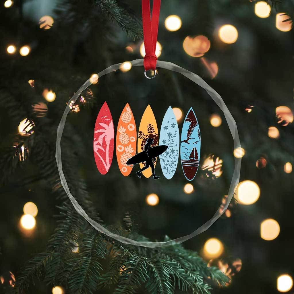 Surfboarder Crystal Glass Ornament Hawaii Wave Surfing Surfboard Lover Beach Surfer TS10