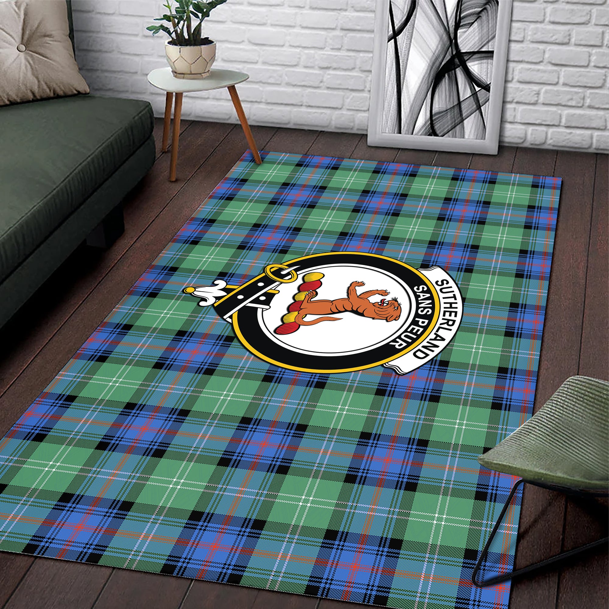 sutherland-ancient-clan-tartan-rug-family-crest-tartan-plaid-rug-clan-scotland-tartan-area-rug