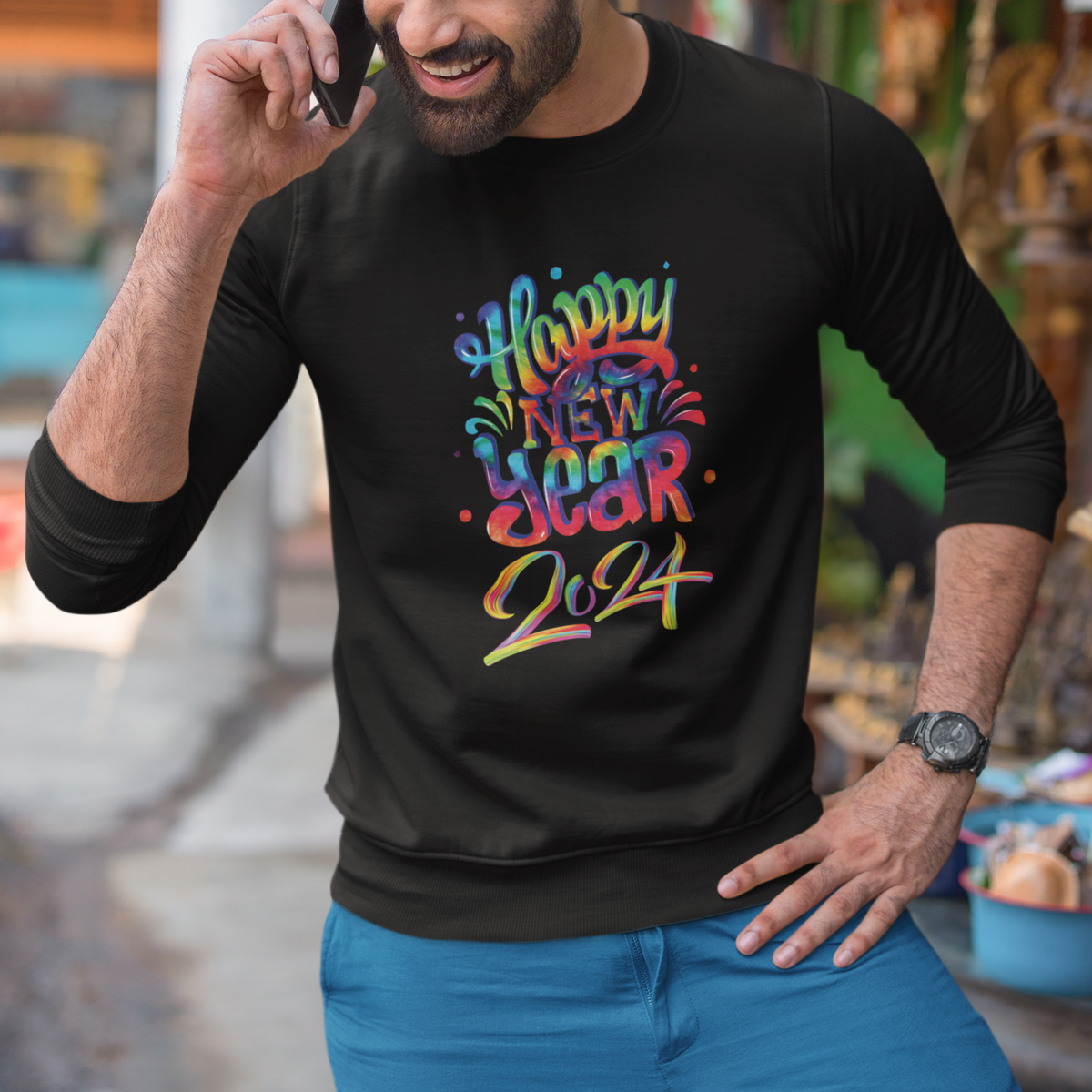Happy New Year 2024 Tie Dye Lucky Years Sweatshirt - Wonder Print Shop