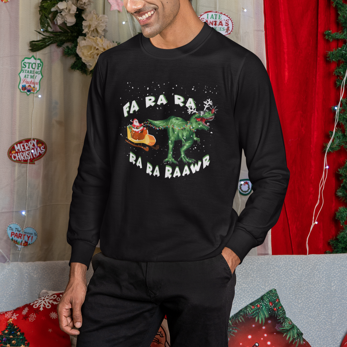 Christmas Sweatshirt Tree Rex Fa Ra Rawr T-Rex Dinosaur - Wonder Print Shop