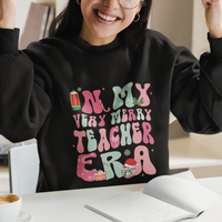 In My Very Merry Teacher Era Xmas Groovy Christmas Sweatshirt - Wonder Print Shop