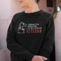 Female Veteran Sweatshirt Strength Heroism Excellence Women - Wonder Print Shop