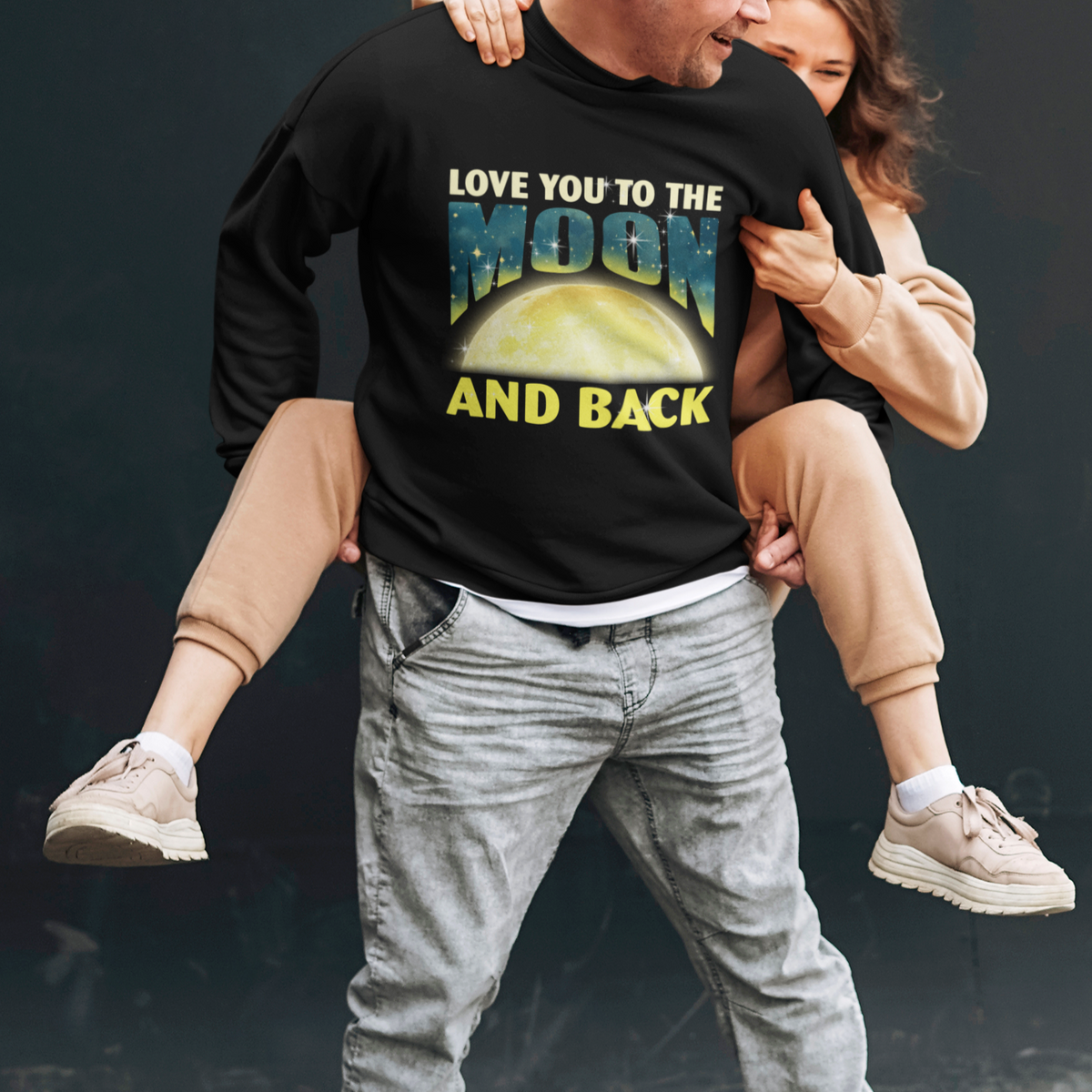 Valentine's Day Sweatshirt Love You To The Moon And Back - Wonder Print Shop