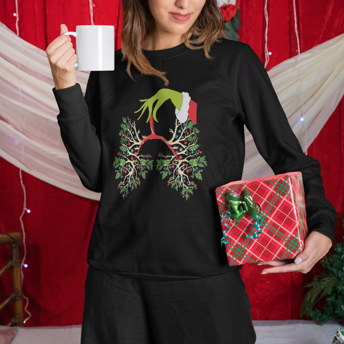 Respiratory Therapy Lung Christmas Light Therapist Sweatshirt - Wonder Print Shop