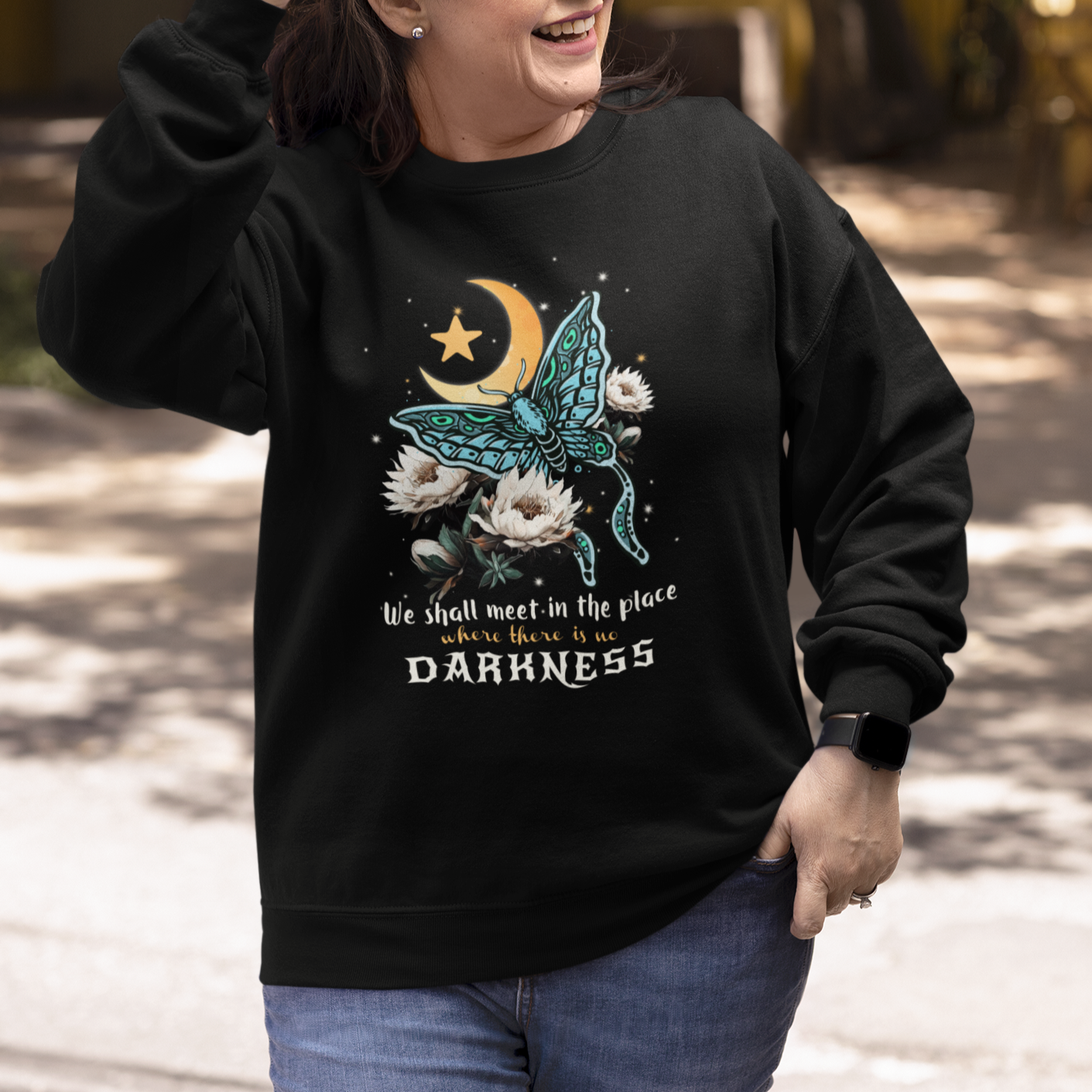 Moth Sweatshirt Aesthetic Cottagecore We Shall Meet In The Place Where There Is No Darkness Luna Moth Moon Child Mystical Celestial Shirt for Women, Moth T-shirt, Spirituality Shirt - Wonder Print Shop