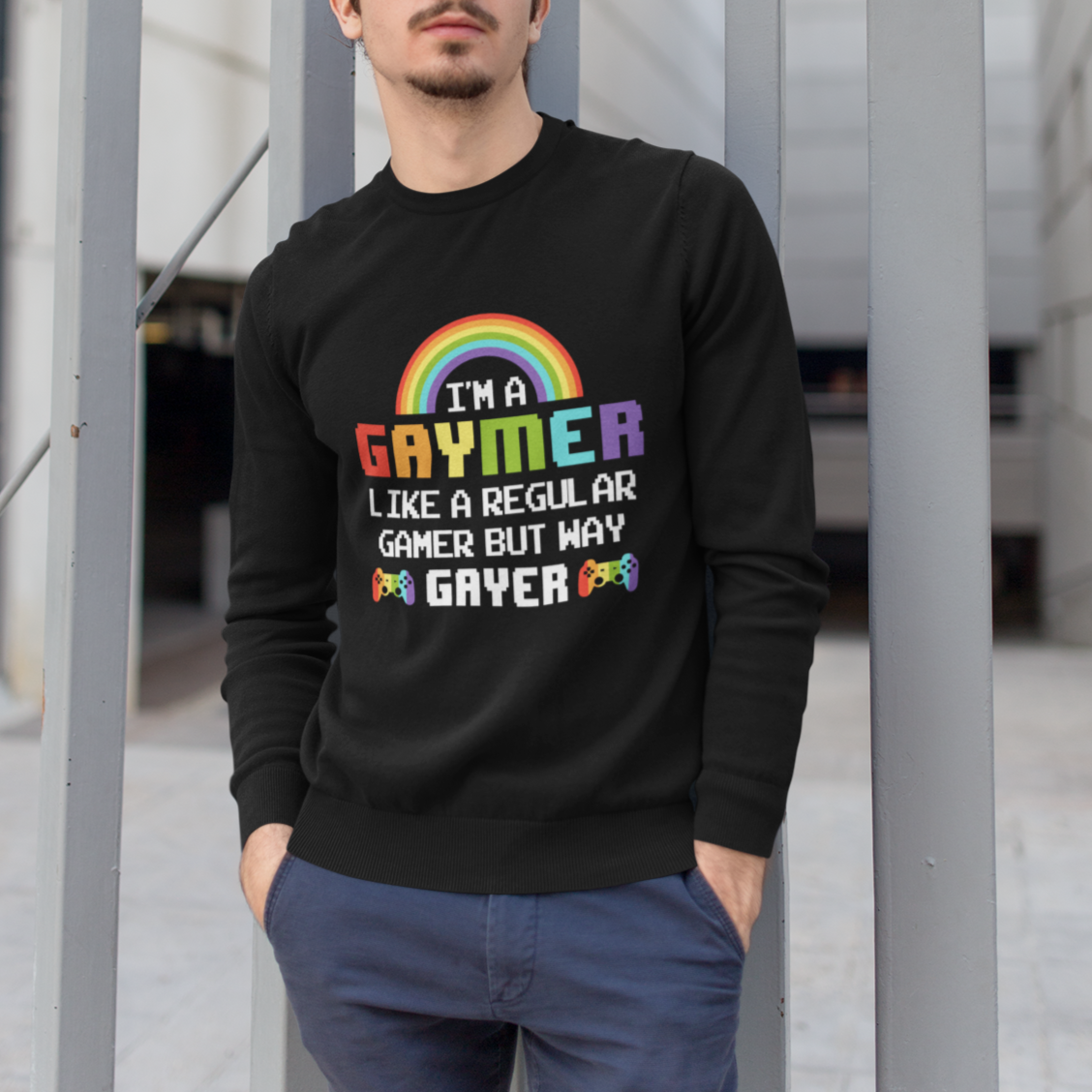 Gaymer Like A Regular Gamer But Way Gayer LGBT Rainbow Gaming Sweatshirt - Wonder Print Shop