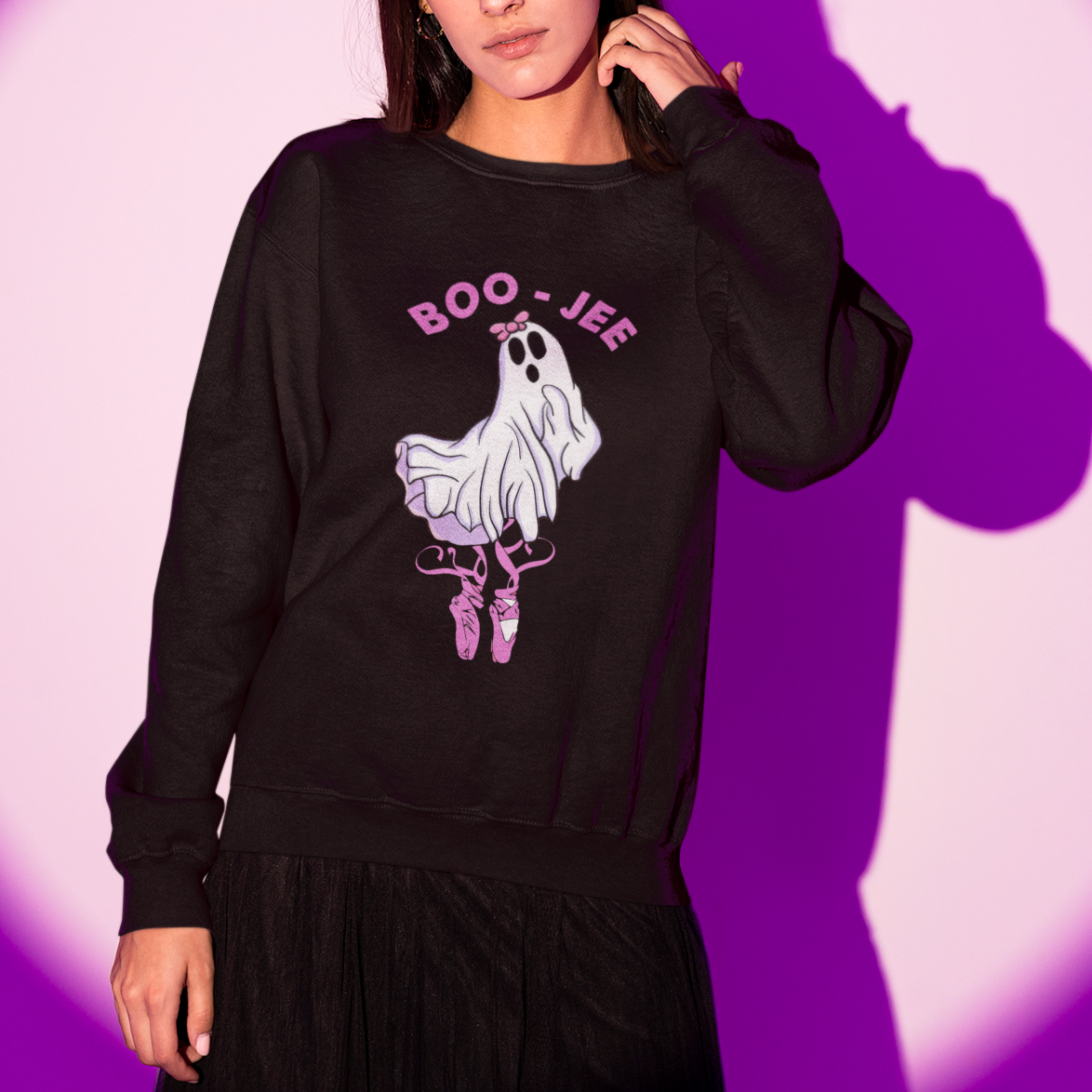 Halloween Sweatshirt Boo-Jee Ballerina Spooky Season Cute Ghost - Wonder Print Shop