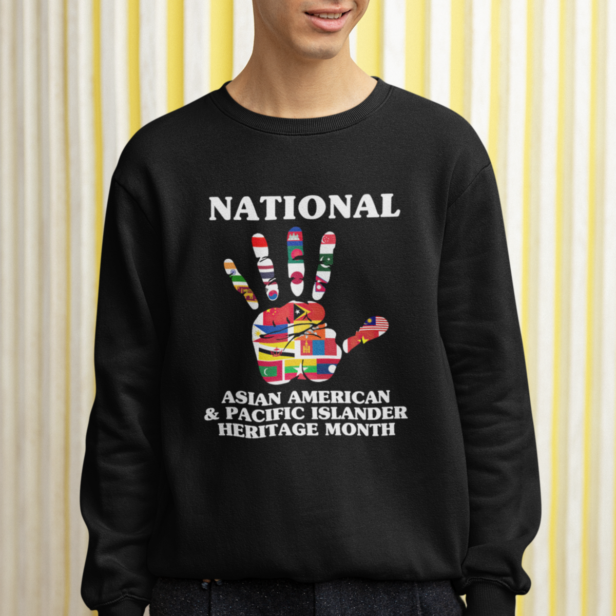 Asian American Sweatshirt Asian American And Pacific Islander Heritage Month Hand - Wonder Print Shop