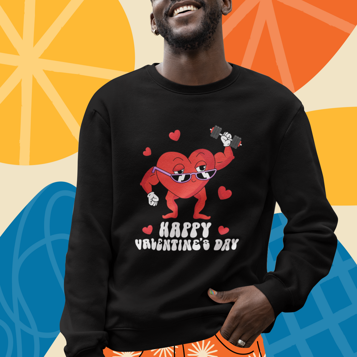Happy Valentine's Day Gymer Heart Weightlifting Funny Deadlift Fitness Sweatshirt - Wonder Print Shop