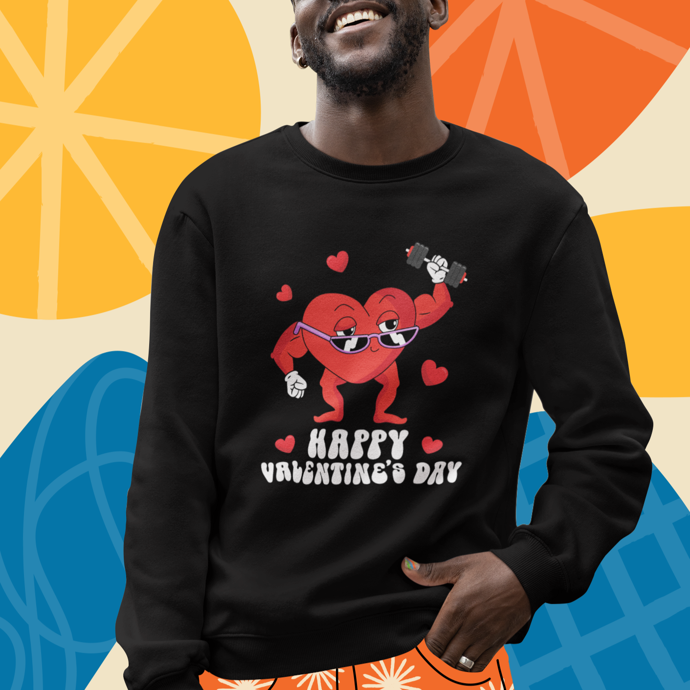 Happy Valentine's Day Gymer Heart Weightlifting Funny Deadlift Fitness Sweatshirt - Wonder Print Shop