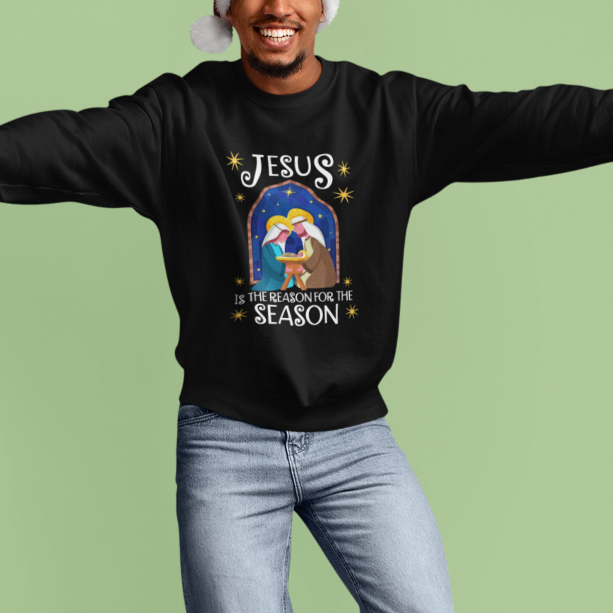 Jesus Is The Reason For The Season Christmas Nativity Sweatshirt - Wonder Print Shop