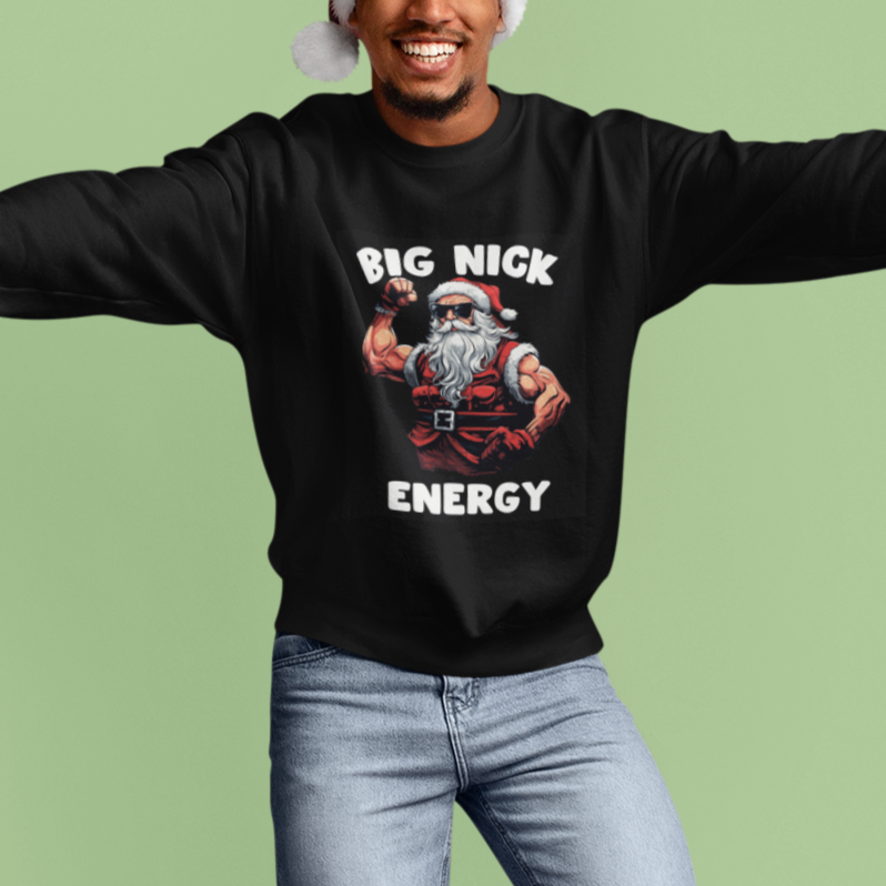Cool Santa Claus Sweatshirt Big Nick Energy - Wonder Print Shop