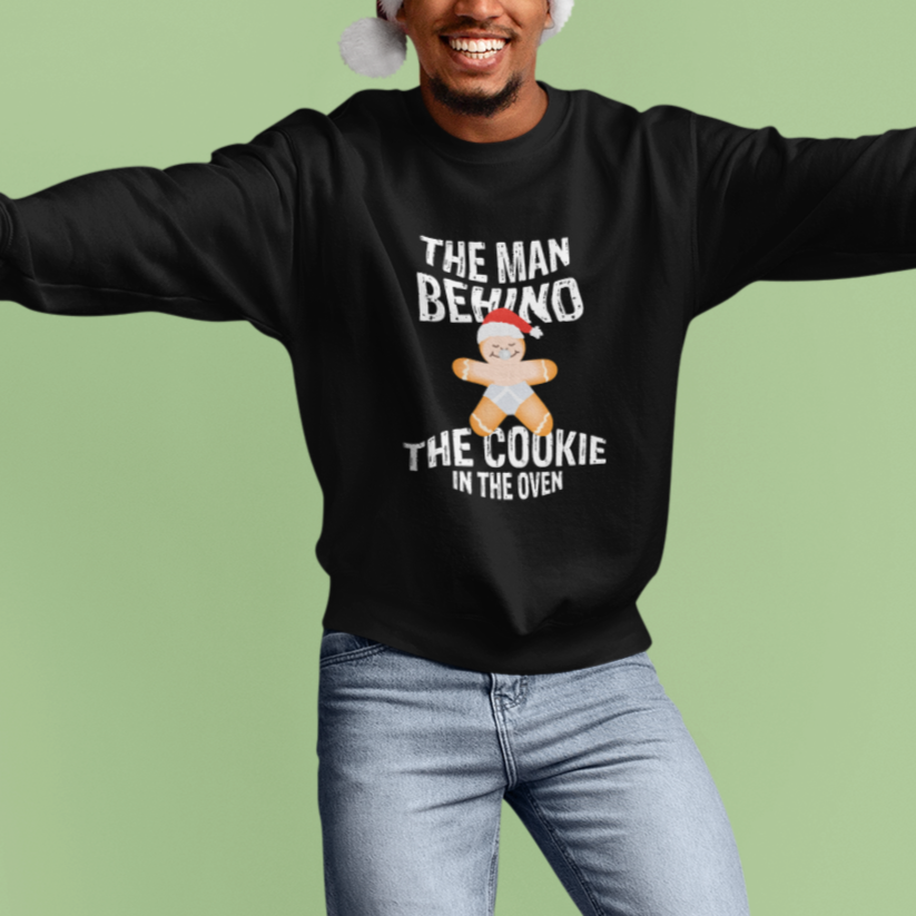 Christmas Pregnancy The Man Behind The Cookie In The Oven Gingerbread Baby Sweatshirt - Wonder Print Shop