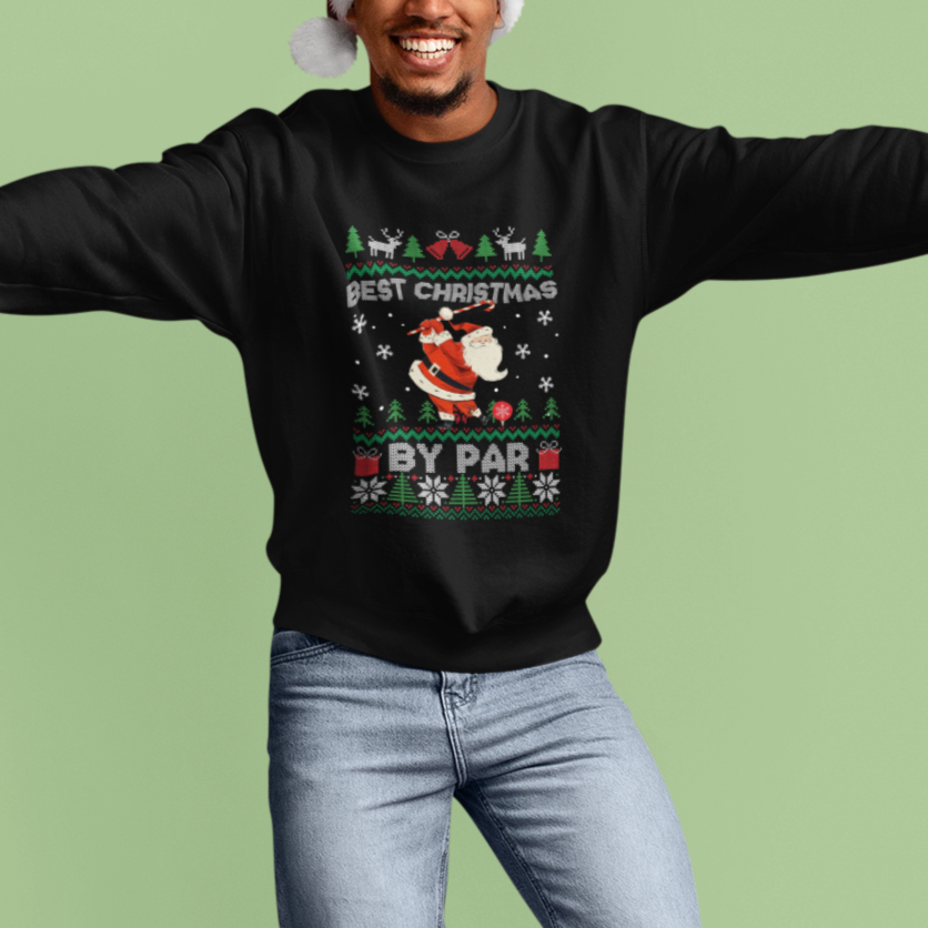 Best Christmas By Par Santa Claus Golfer Xmas Golf Sweatshirt - Wonder Print Shop