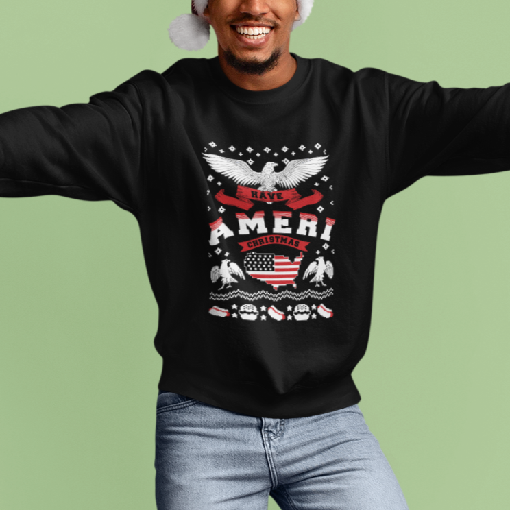 Have Ameri-Christmas USA Patriotic Eagle Xmas Sweatshirt TS09