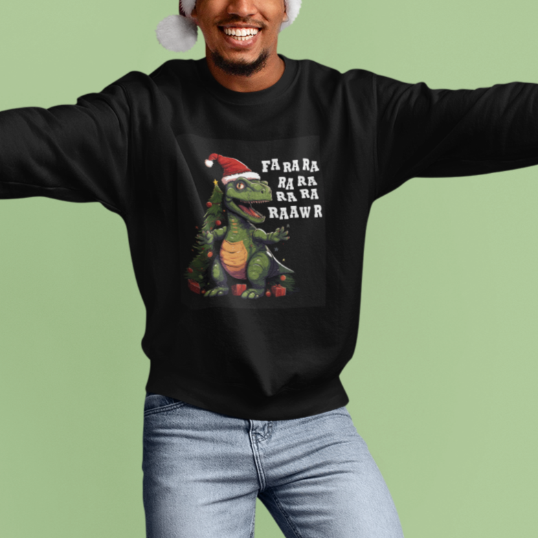 Dinosaur Christmas Sweatshirt Fa Ra Ra Ra Rawr Xmas Tree Santa Rex Lover - Wonder Print Shop