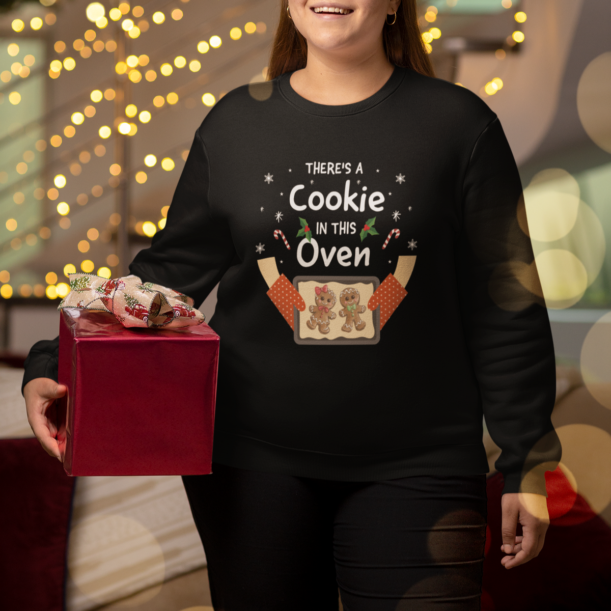 Christmas Pregnancy Gingerbread Baby Cookie In This Oven Sweatshirt - Wonder Print Shop