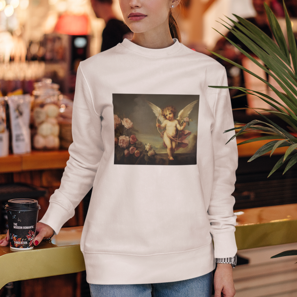 Valentine's Day Sweatshirt Cupid Cherubs Art Valentine Angel Rose Garden Aesthetic - Wonder Print Shop