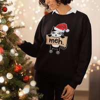 Meh Black Cat Sarcastic Funny Christmas Sweatshirt - Wonder Print Shop