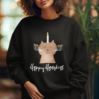 Cat Menorah Cute Jewish Kitten Hanukkah Chanukah Candle Sweatshirt - Wonder Print Shop