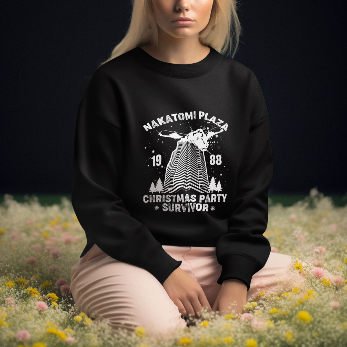 Nakatomi Plaza Sweatshirt Christmas Party 1988 Survivor - Wonder Print Shop