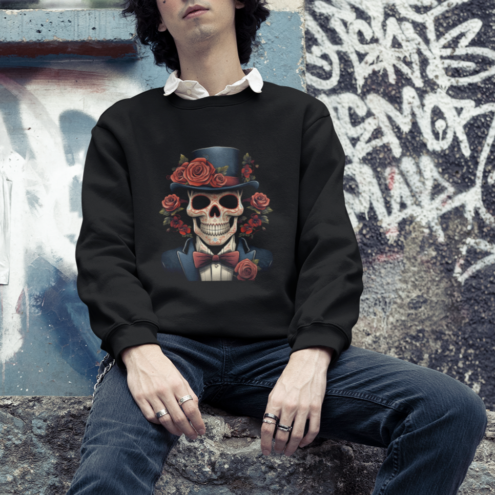 Day of the Dead Men Sweatshirt Dia De Los Muertos Calavera Sugar Skull Man Fancy Dress - Wonder Print Shop