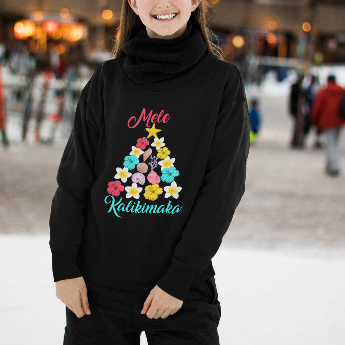 Tropical Island Hawaii Flowers Christmas Tree Mele Kalikimaka Sweatshirt - Wonder Print Shop