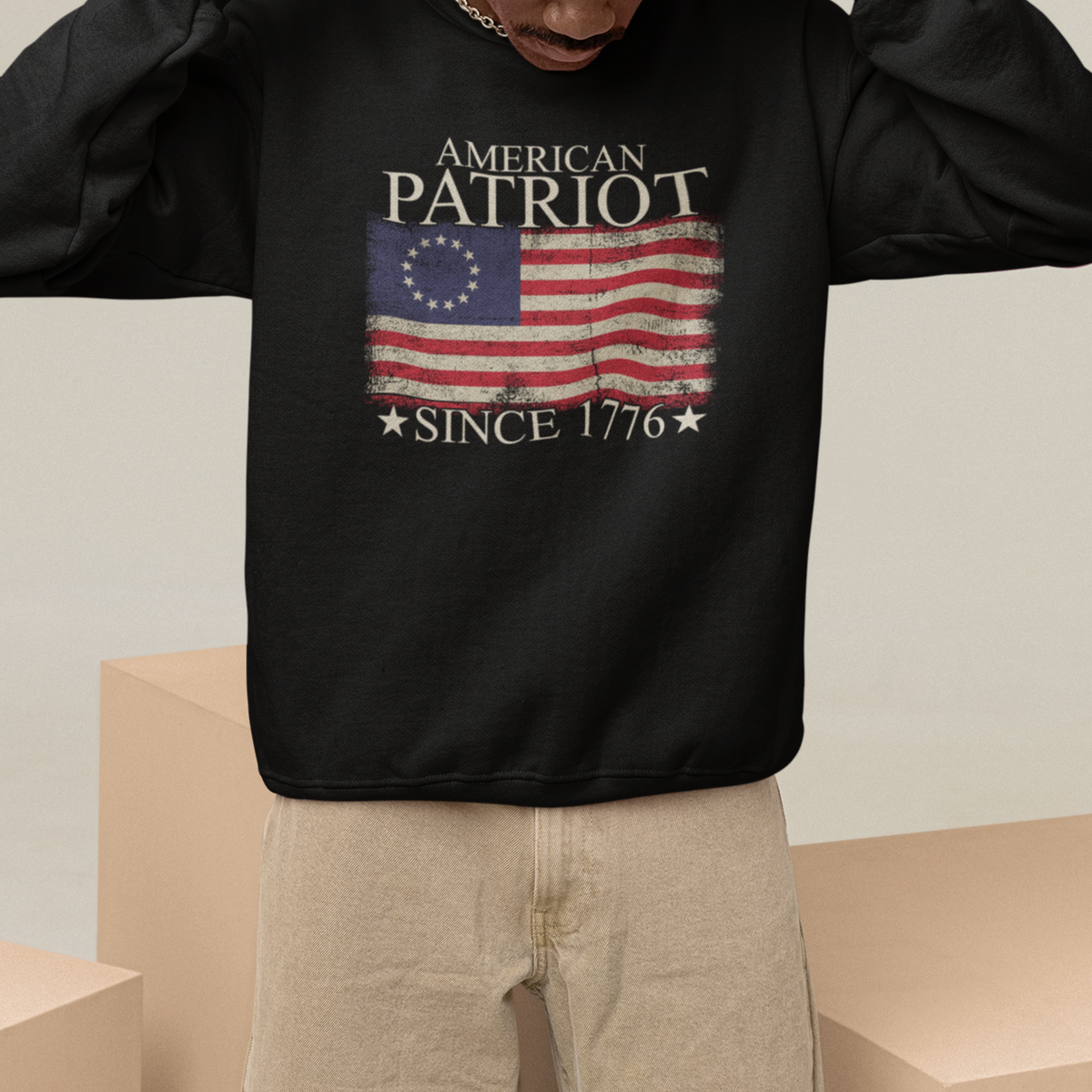 American Patriot Since 1776 Betsy Ross Flag Sweatshirt - Wonder Print Shop