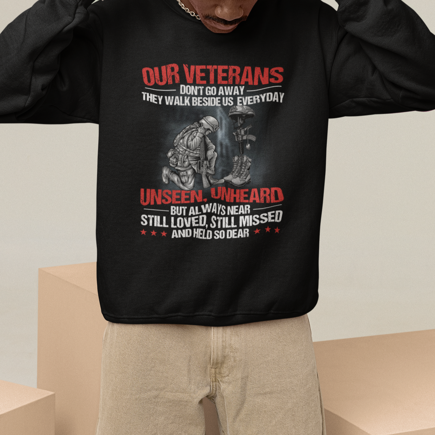 Our Veteran's Don't Go Away They Walk Beside Us Everyday Unseen Unheard Sweatshirt - Wonder Print Shop