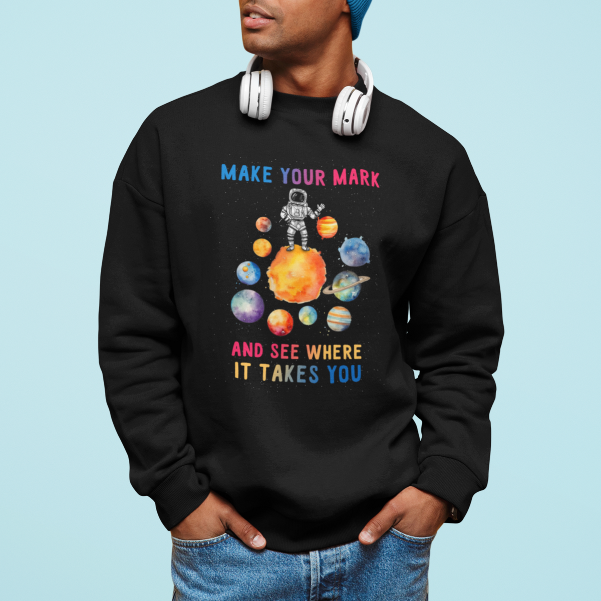 Dot Day Sweatshirt Polka Dot See Where It Takes You Astronaut Outer Space - Wonder Print Shop