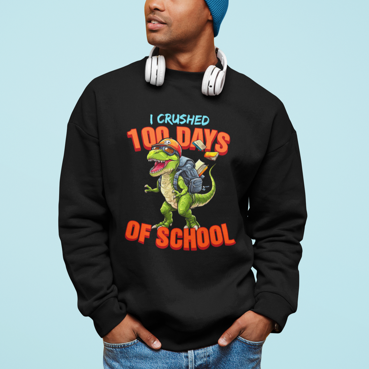 100 Days of School Dinosaur Sweatshirt I Crushed - Wonder Print Shop