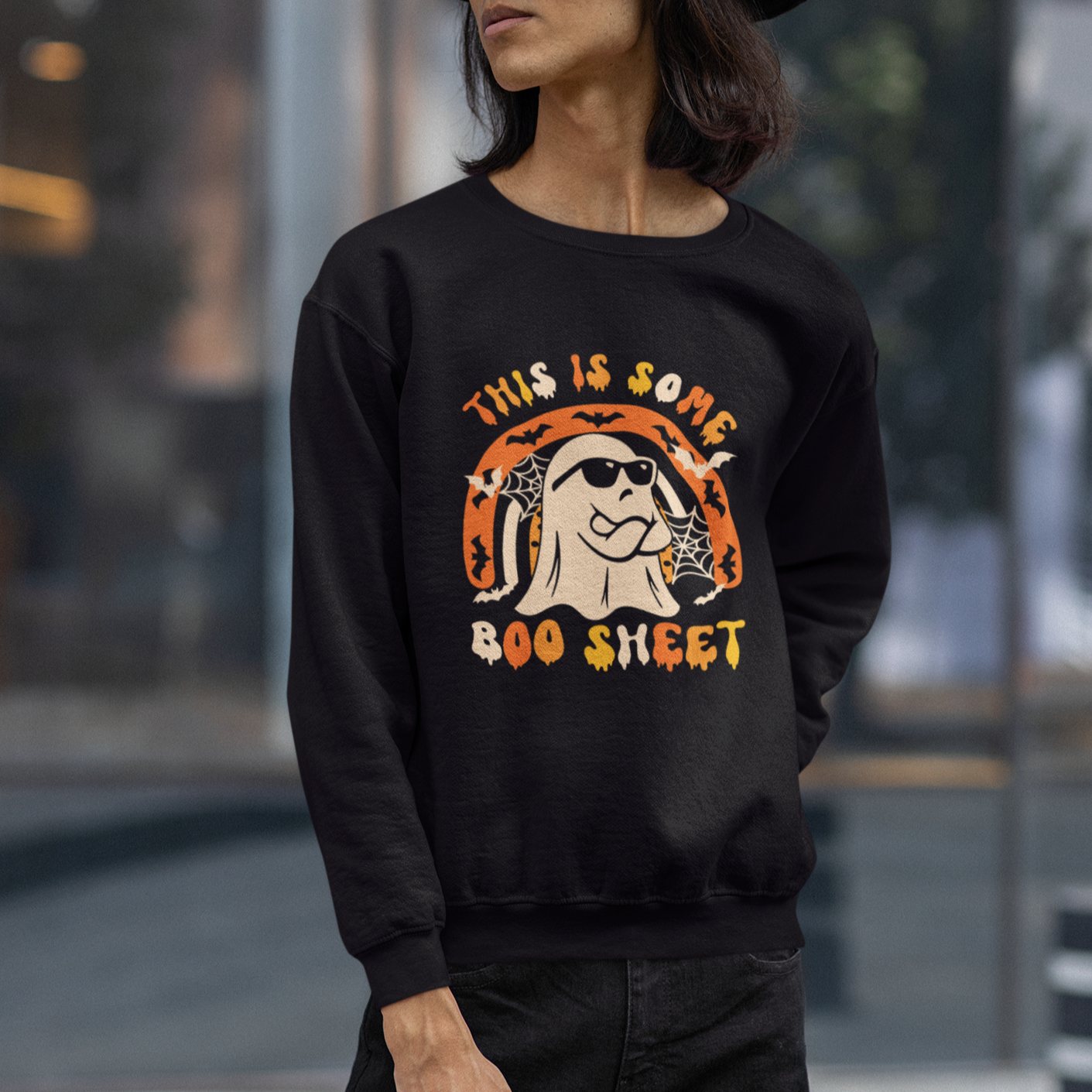 Ghost Halloween Costume Sweatshirt Funny This is Some Boo Sheet - Wonder Print Shop