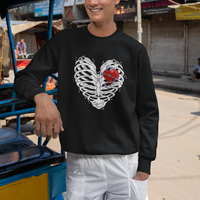 Valentine's Day Sweatshirt Gothic Valentine Skeleton With Barbed Wire Heart - Wonder Print Shop