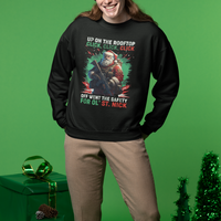 Christmas Sweatshirt Up On The Rooftop Click Click Click Santa Patriotic - Wonder Print Shop