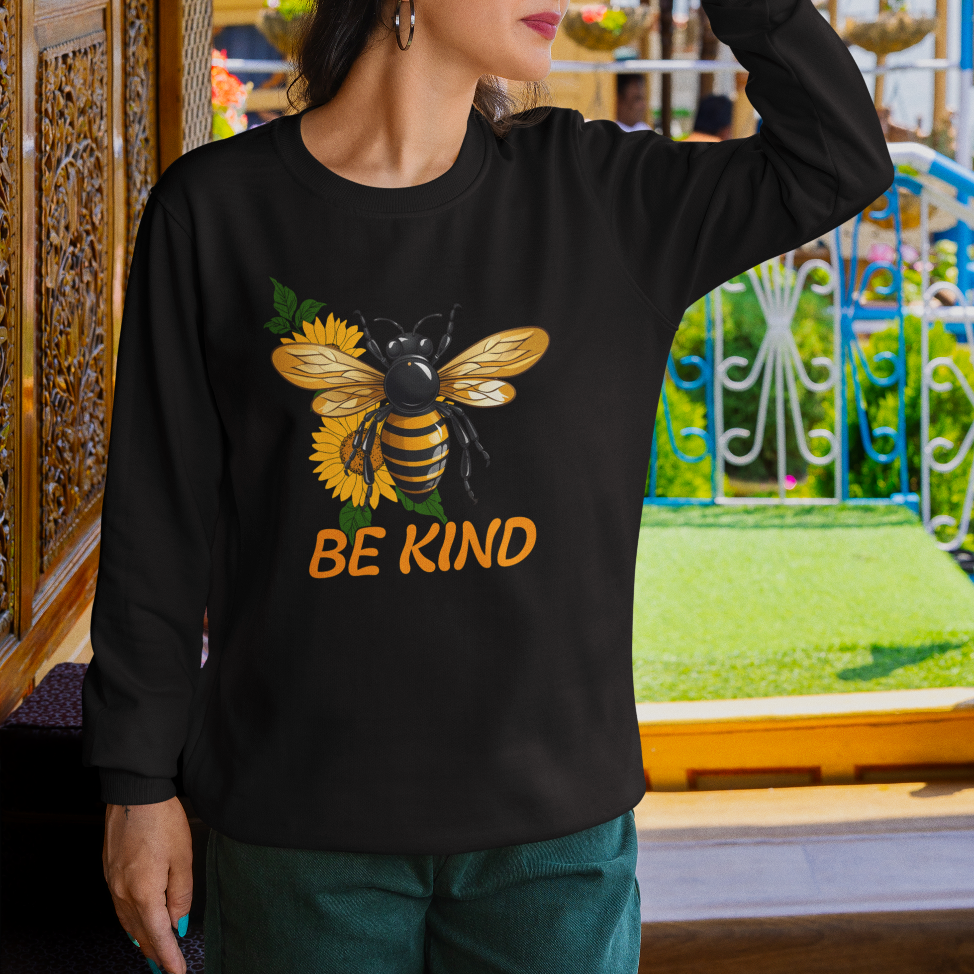 Anti Bullying Sweatshirt Be Kind Floral Bee Choose Kindness - Wonder Print Shop