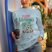 Mele Kalikimaka Santa Climb Palm Tree Hawaiian Christmas Sweatshirt - Wonder Print Shop