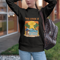 Retirement Sweatshirt This Chick Is Retired Women Relax At The Beach - Wonder Print Shop