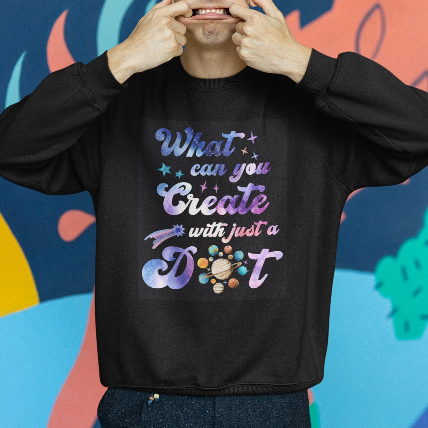 Dot Day Sweatshirt What Can You Create With Just A Dot Space Polka Dot - Wonder Print Shop