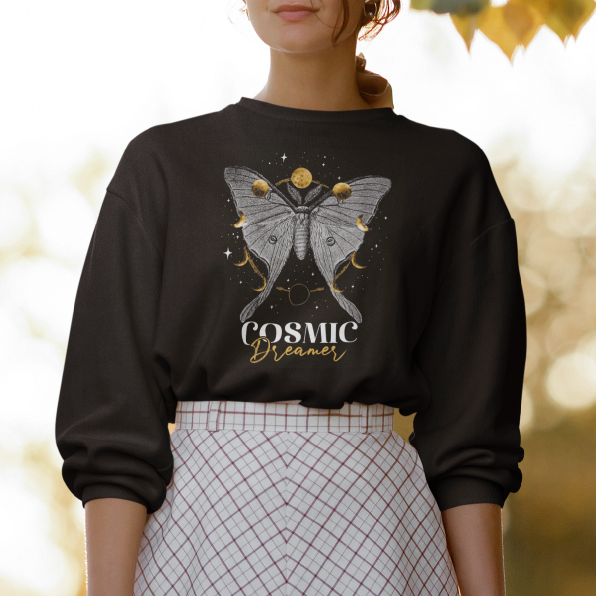 Moth Sweatshirt Celestial Mystic Midnight Cosmic Dreamer Luna Moth Actias Luna Moon Phases Moonlight Alchemy Mystical Moth Shirt for Women, Moth T-shirt, Spirituality Shirt - Wonder Print Shop