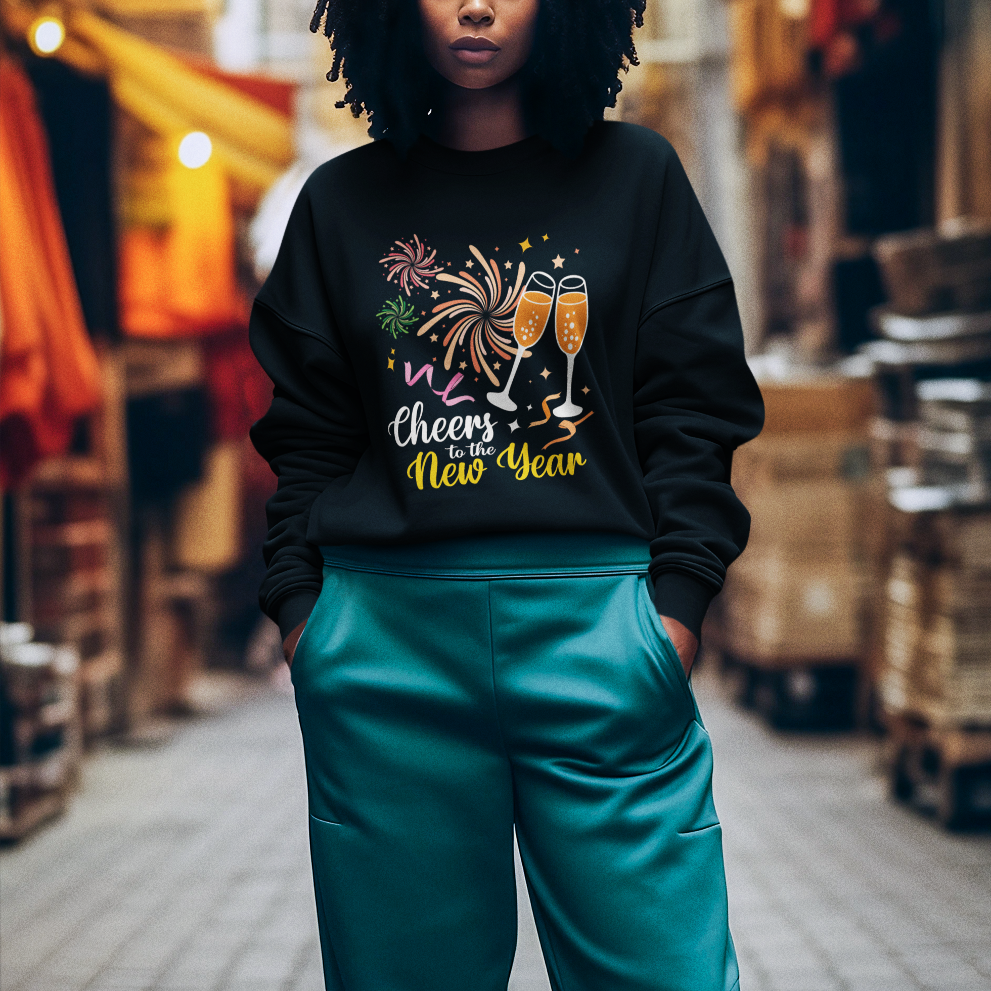 Cheers To A Happy New Year Eve Party Sweatshirt - Wonder Print Shop