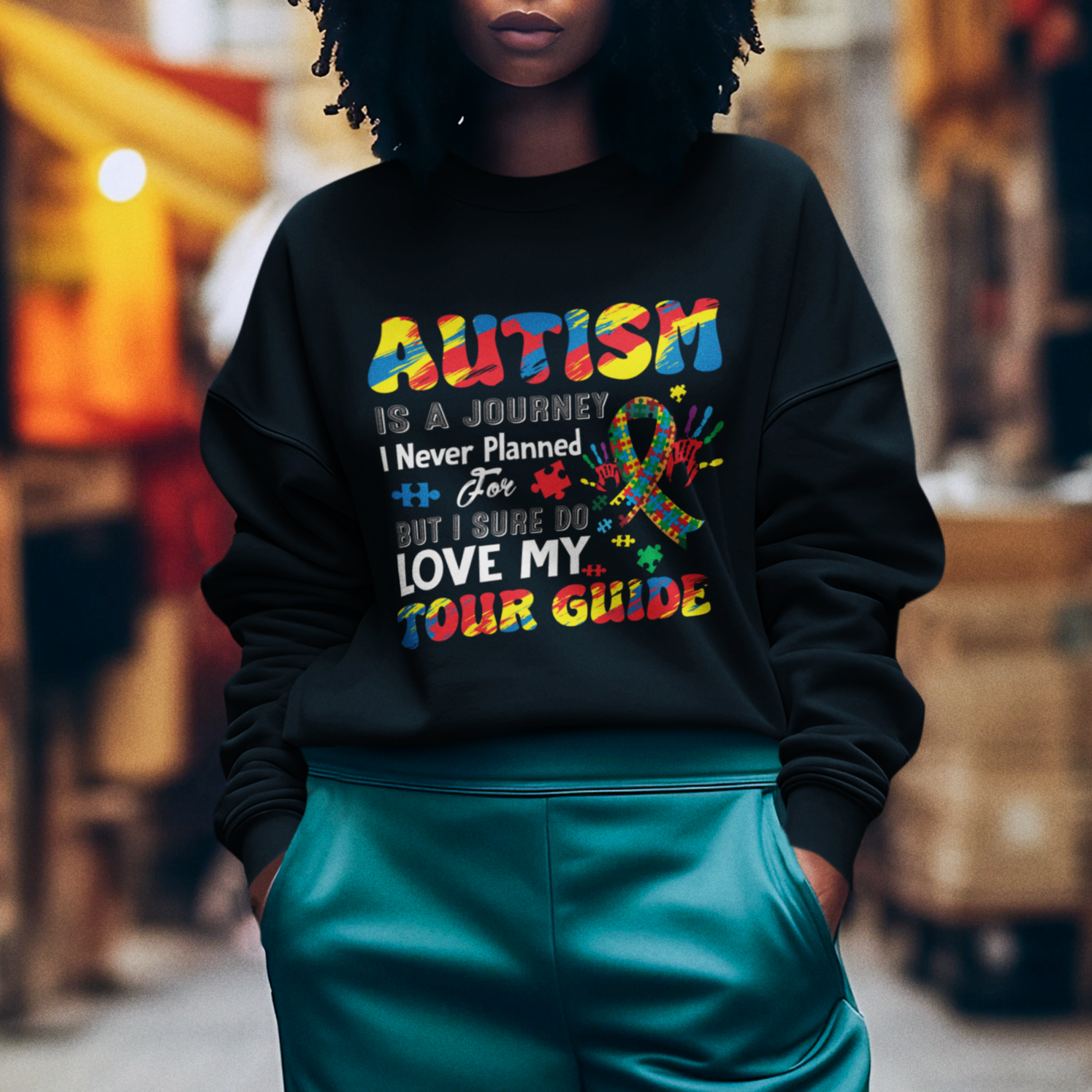 Autism Awareness Sweatshirt Autism Is A Journey I Never Planned For But I Sure Do Love My Tour Guide - Wonder Print Shop