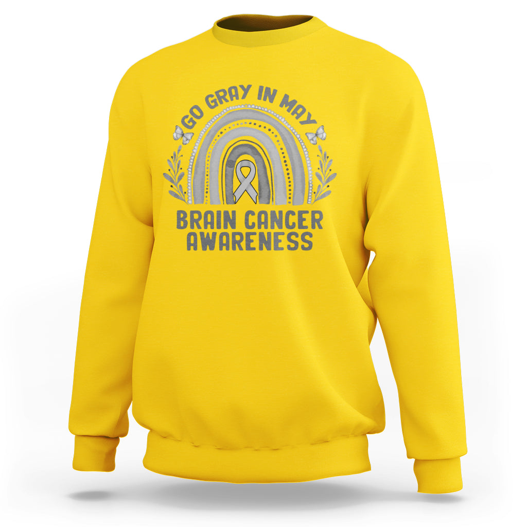Brain Cancer Sweatshirt Brain Cancer Awareness Shirt Go Gray In May Ribbon Rainbow - Wonder Print Shop