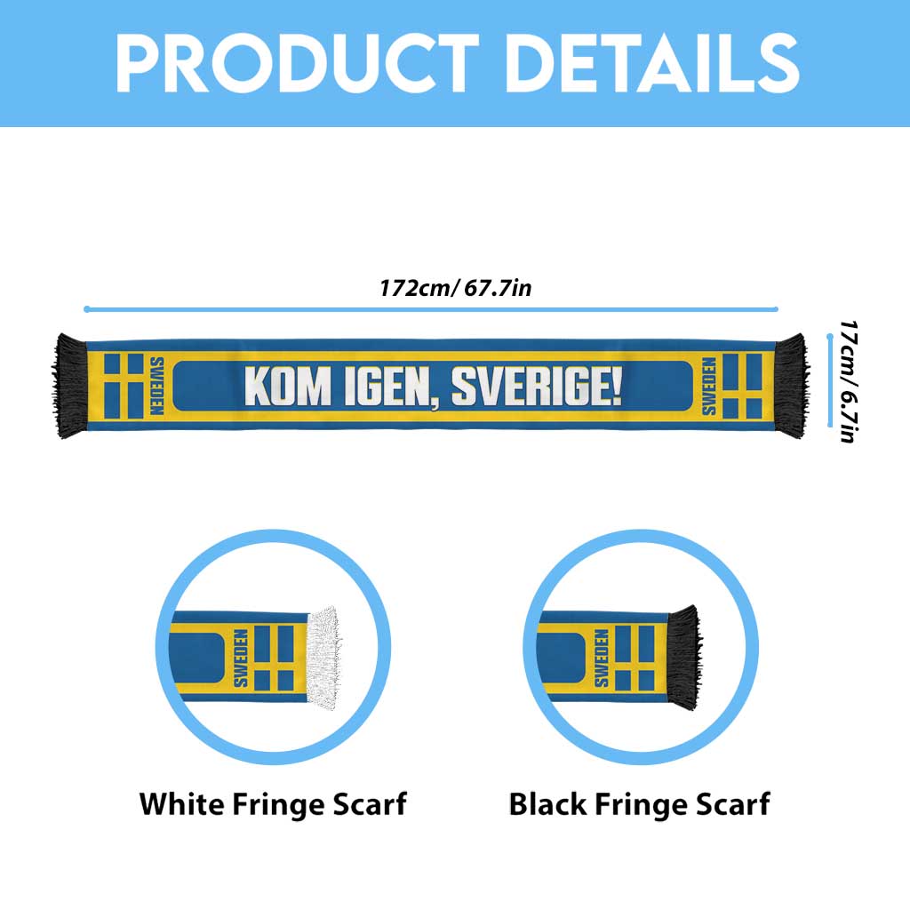 Sweden 2026 Football Personalised Soccer Scarf Kom Igen Sverige