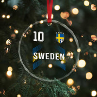Sweden Soccer Sports Graphic Number 10 Jersey Style Crystal Glass Ornament Proud Swedish Football Fans Game Day Pride