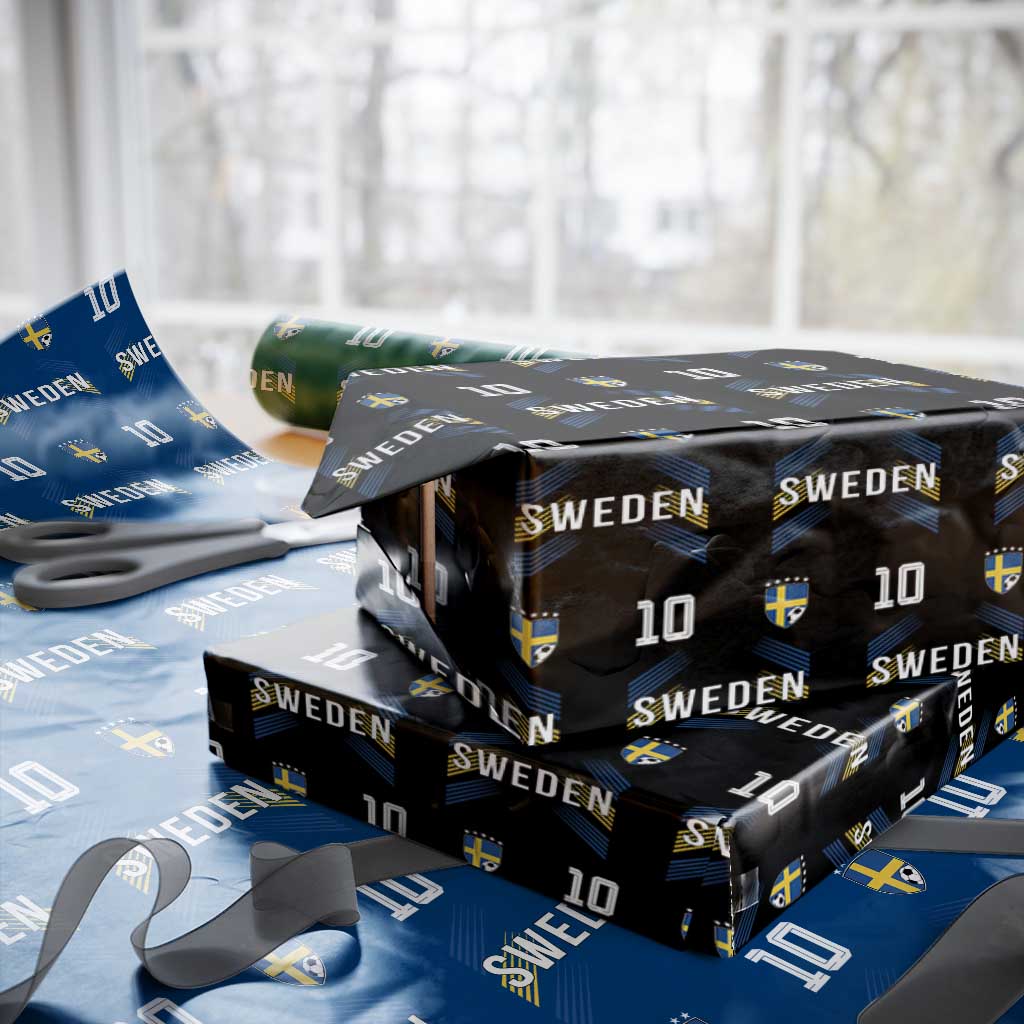 Sweden Soccer Sports Graphic Number 10 Jersey Style Wrapping Paper Roll Proud Swedish Football Fans Game Day Pride